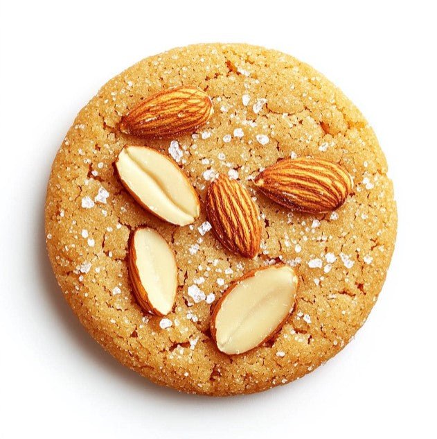 a cookie with almonds on top of it