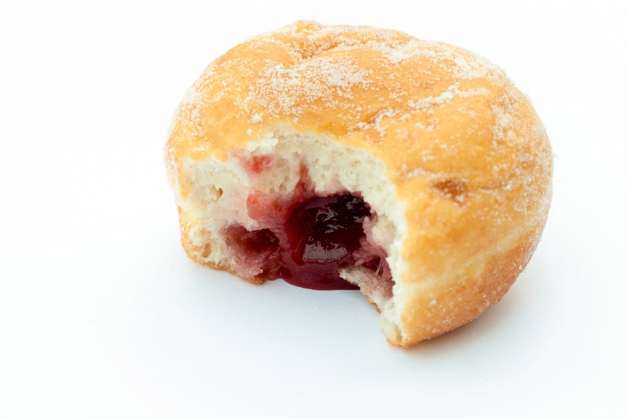 Jelly Glazed Donut - Mouth Watering Raspberry and Strawberry Jam - Sweet and Irresistible