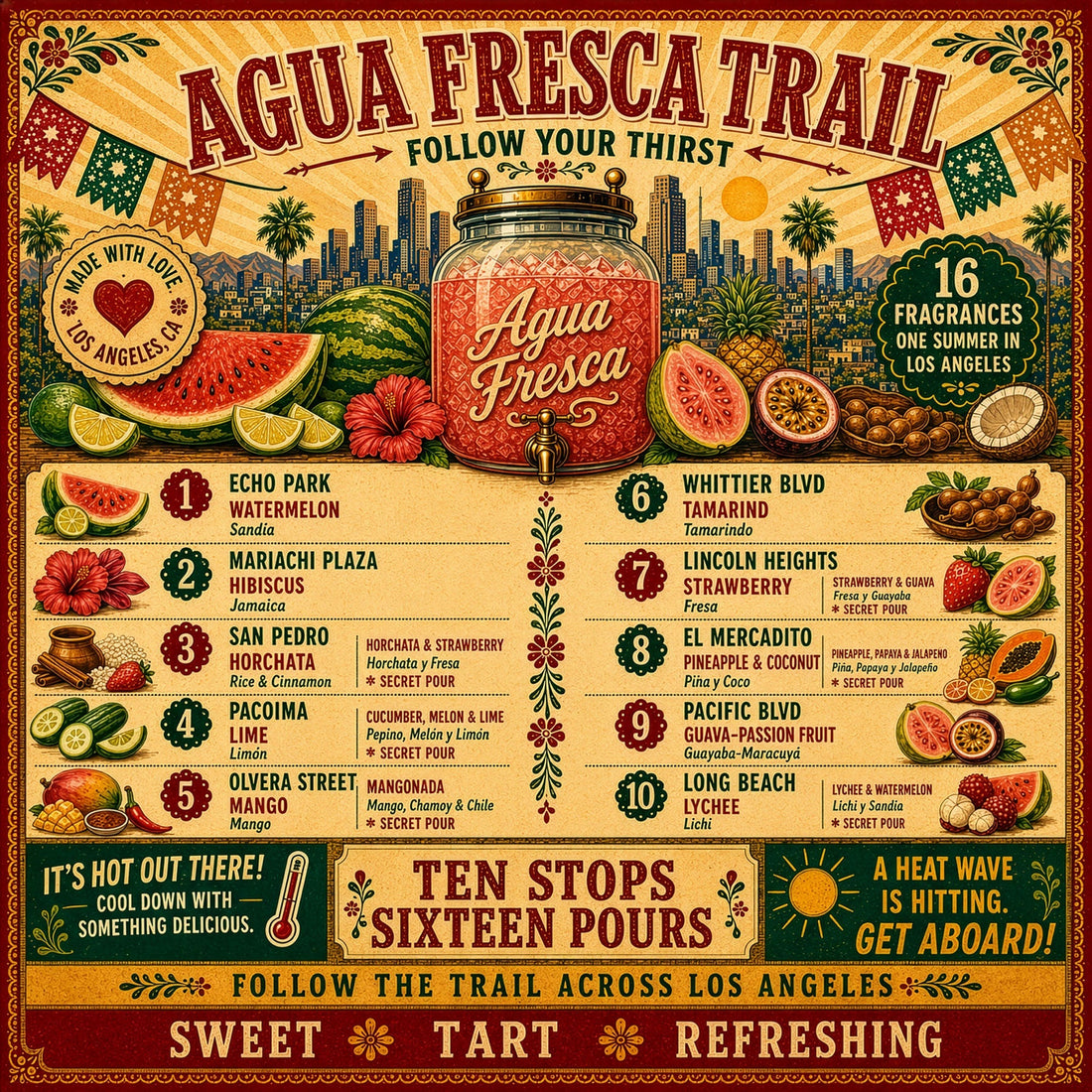 The Agua Fresca Trail summer tour of Los Angeles collection poster