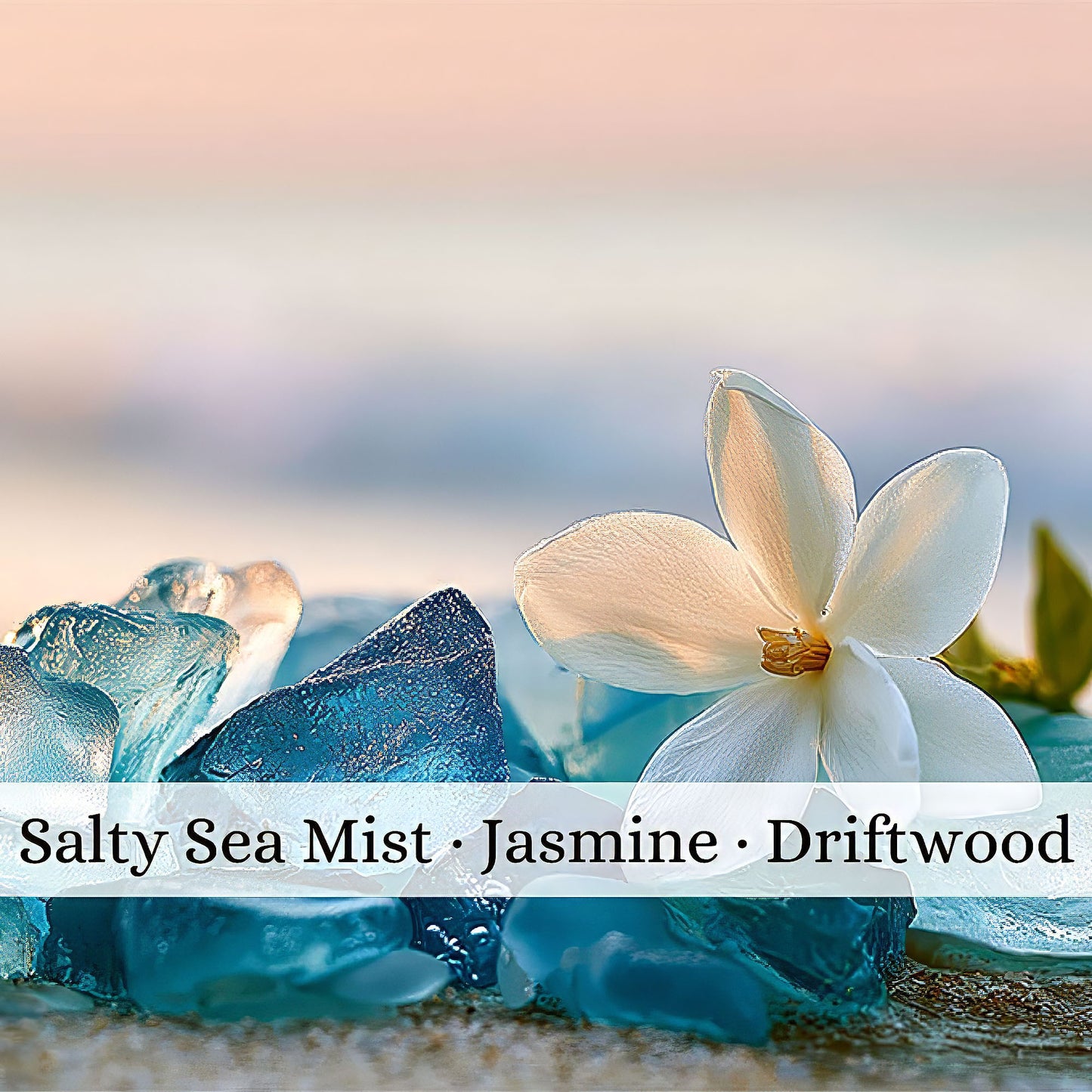 Beachy Blue Sea Glass - Ocean Breeze Fragrance | Salty Sea Mist · Jasmine · Driftwood