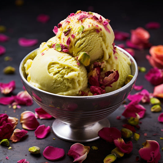 Rose, Saffron, and Pistachio Kulfi - A Delightful Fusion of Pistachio, Saffron, Rose, & Spices