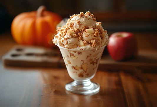 an ice cream sundae in a glass on a table