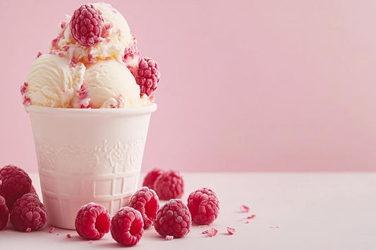 White Chocolate Raspberry Ice Cream - Tangy Raspberry Swirled with White Chocolate & Vanilla Ice Cream - A Luscious Treat